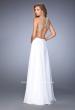 Picture of: Gold Lace Embellished High Neckline Prom Dress in White, Style: 22372, Back Picture