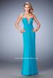 Picture of: Gold Stud Embellished Prom Dress with Open Back in Blue, Style: 22374, Main Picture