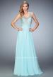 Picture of: Long Rhinestone Dress with Scallop Detail and Open Back in Blue, Style: 22376, Main Picture