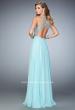 Picture of: Long Rhinestone Dress with Scallop Detail and Open Back in Blue, Style: 22376, Back Picture