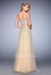 Picture of: Two Piece Tulle Gown with Rhinestone Bandeau Top in Nude, Style: 22379, Back Picture