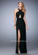 Picture of: Strappy Open Back Prom Dress with Gathered Bodice in Black, Style: 22380, Detail Picture 2