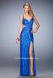 Picture of: Elegant Lace Prom Dress with Cut Outs and Rhinestones in Blue, Style: 22381, Detail Picture 1