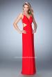 Picture of: Long Prom Gown with V Neck and Crystal Encrusted Straps in Red, Style: 22384, Back Picture
