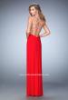 Picture of: Long Prom Gown with V Neck and Crystal Encrusted Straps in Red, Style: 22384, Detail Picture 1
