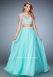 Picture of: Two Piece Illusion Neckline Dress with Pearls and Crystals in Blue, Style: 22387, Main Picture