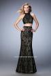 Picture of: Glam Racer Back Two Piece Gown with Rhinestones in Black, Style: 22393, Detail Picture 2