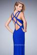 Picture of: Jersey Prom Dress with Shoulder Cut Outs and Side Slit in Blue, Style: 22394, Main Picture