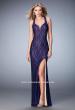 Picture of: Elegant Lace Dress with Open Back and Side Leg Slit in Purple, Style: 22398, Detail Picture 1
