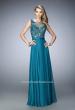 Picture of: Sheer Illusion Neckline Prom Dress with Back X Straps in Green, Style: 22407, Detail Picture 1