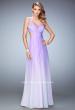 Picture of: Long Ombre Chiffon Prom Dress with Beaded Strappy Back in Purple, Style: 22416, Main Picture