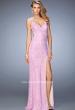 Picture of: V Neckline Lace Prom Dress with Open Strappy Back in Purple, Style: 22417, Main Picture