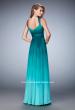 Picture of: Ombre Chiffon Prom Dress with Crystal Encrusted Straps in Green, Style: 22432, Back Picture