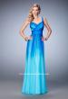 Picture of: Ombre Chiffon Prom Dress with Crystal Encrusted Straps in Blue, Style: 22432, Detail Picture 1