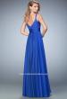 Picture of: Embellished Prom Dress with Gathered Band and Skirt in Blue, Style: 22433, Back Picture