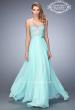 Picture of: Chiffon Prom Dress with Rhinestone Lace Bodice in Blue, Style: 22448, Main Picture