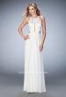 Picture of: Long Prom Dress with Geometric Cut Out Bodice in White, Style: 22450, Detail Picture 1