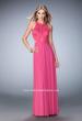 Picture of: Long Prom Dress with Geometric Cut Out Bodice in Pink, Style: 22450, Detail Picture 2