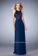 Picture of: Long Prom Dress with Geometric Cut Out Bodice in Blue, Style: 22450, Detail Picture 3