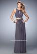 Picture of: Two Piece Net Prom Gown with Charcoal Beading in Silver, Style: 22457, Main Picture