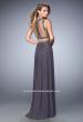 Picture of: Two Piece Net Prom Gown with Charcoal Beading in Silver, Style: 22457, Back Picture