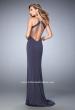 Picture of: Sheer Strap Jersey Prom Dress with Beaded Detail in Silver, Style: 22461, Back Picture