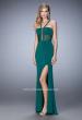 Picture of: Long Jersey Dress with Stripe Detail and Strappy Back in Green, Style: 22463, Main Picture