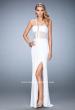 Picture of: Long Jersey Dress with Stripe Detail and Strappy Back in White, Style: 22463, Detail Picture 3
