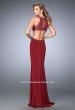 Picture of: High Neck Prom Dress with Cut Outs and Rhinestones in Red, Style: 22469, Back Picture