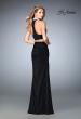 Picture of: Two Piece Jersey Prom Dress with Ruched Skirt and Pearls in Black, Style: 22498, Detail Picture 2