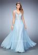Picture of: Long Chiffon Prom Dress with Sheer Straps and Back in Blue, Style: 22499, Main Picture