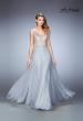 Picture of: Long Chiffon Prom Dress with Sheer Straps and Back in Silver Style: 22499, Detail Picture 2