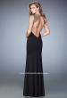 Picture of: Long Jersey Prom Dress with Stud Detailing in Black, Style: 22513, Back Picture