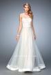 Picture of: Tulle A-line Gown with Striped Bodice and Satin Trim in White, Style: 22536, Main Picture