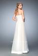 Picture of: Tulle A-line Gown with Striped Bodice and Satin Trim in White, Style: 22536, Back Picture