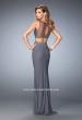 Picture of: Two Piece Net Gown with Mixed Metal Studding in Silver, Style: 22567, Back Picture