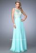 Picture of: Chiffon Prom Gown with Leaf Embroidery in Blue, Style: 22586, Main Picture