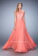Picture of: Chiffon Prom Gown with Leaf Embroidery in Orange, Style: 22586, Detail Picture 1