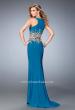 Picture of: Long Two Piece Embellished Prom Dress with leg slit in Blue, Style: 22592, Back Picture