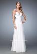 Picture of: Floral Embroidered Chiffon Prom Gown in White, Style: 22610, Back Picture