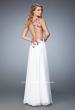 Picture of: Floral Embroidered Chiffon Prom Gown in White, Style: 22610, Detail Picture 1