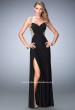 Picture of: Embroidered Net Prom Gown with Open Back in Black, Style: 22616, Main Picture