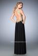 Picture of: Embroidered Net Prom Gown with Open Back in Black, Style: 22616, Back Picture