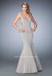 Picture of: Open Back Mermaid Prom Dress with Beaded Straps in Silver, Style: 22631, Main Picture