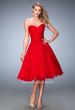 Picture of: Tea Length Party Dress with Gathered Bodice in Red, Style: 22638, Main Picture