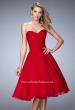Picture of: Tea Length Party Dress with Gathered Bodice in Red, Style: 22638, Detail Picture 2
