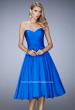 Picture of: Tea Length Party Dress with Gathered Bodice in Blue, Style: 22638, Detail Picture 3