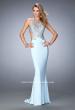 Picture of: Embellished Jersey Gown with Side Cut Outs in Blue, Style: 22642, Main Picture