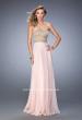 Picture of: Metallic Embroidered Chiffon Prom Dress in Pink, Style: 22674, Detail Picture 1
