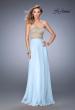 Picture of: Metallic Embroidered Chiffon Prom Dress in Pale Blue, Style: 22674, Detail Picture 2